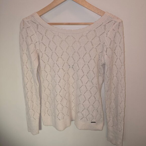 Abercrombie & Fitch Open-Knit Sweater – White Diamond Lace Pattern - Picture 4 of 8
